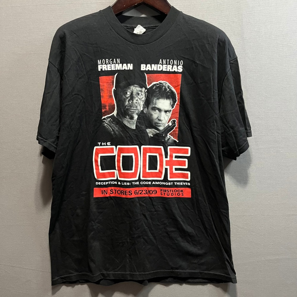 The Code Movie Promo T-Shirt Morgan Freeman Antonio Banderas Black XL 2009